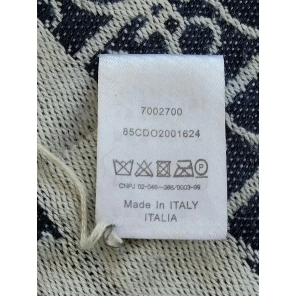Christian Dior MONOGRAM Oblique 100% Cashmere Scarf Navy Blue & Cream 74